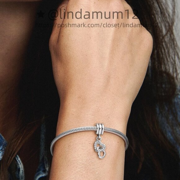 Pandora Interlocking Hearts Dangle Charm - Picture 3 of 4